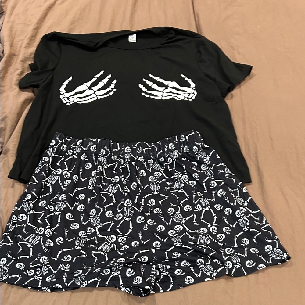 Skeleton Print Pajama Set